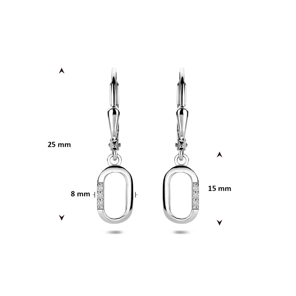 Ohrhänger Zirkonia Brisurhaken 25 mm Silber rhodiniert