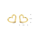 oorknoppen hart 1 micron zilver verguld (geel)