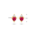 Ohrstecker Rubin und Diamant 0,02 ct (2x 0,01 ct) h p1 14K Gelbgold