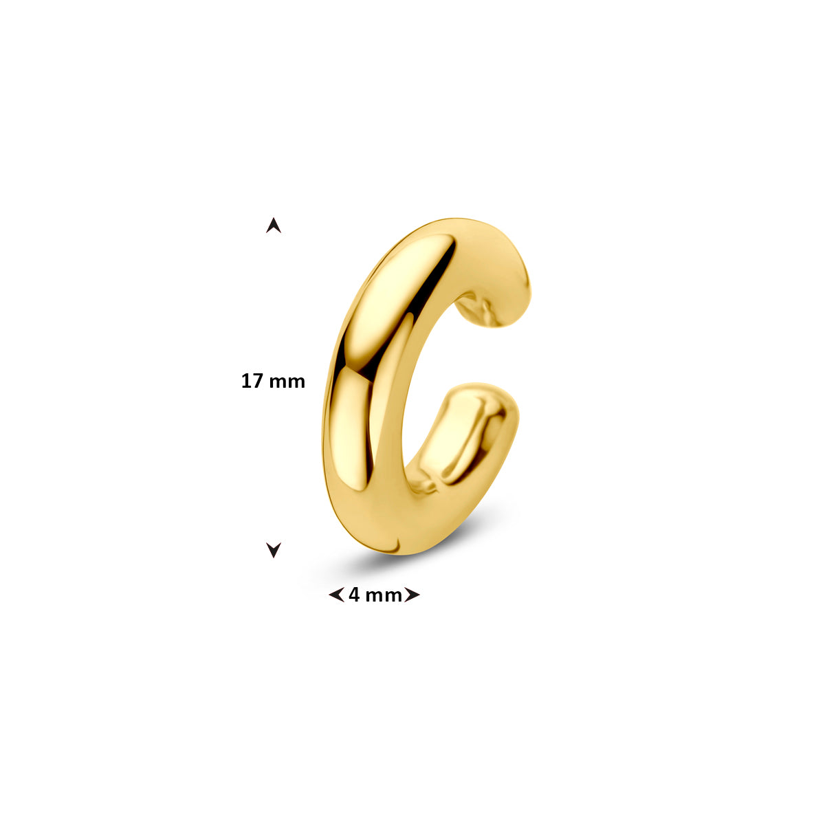 ear cuff 17 mm 1 micron zilver verguld (geel)