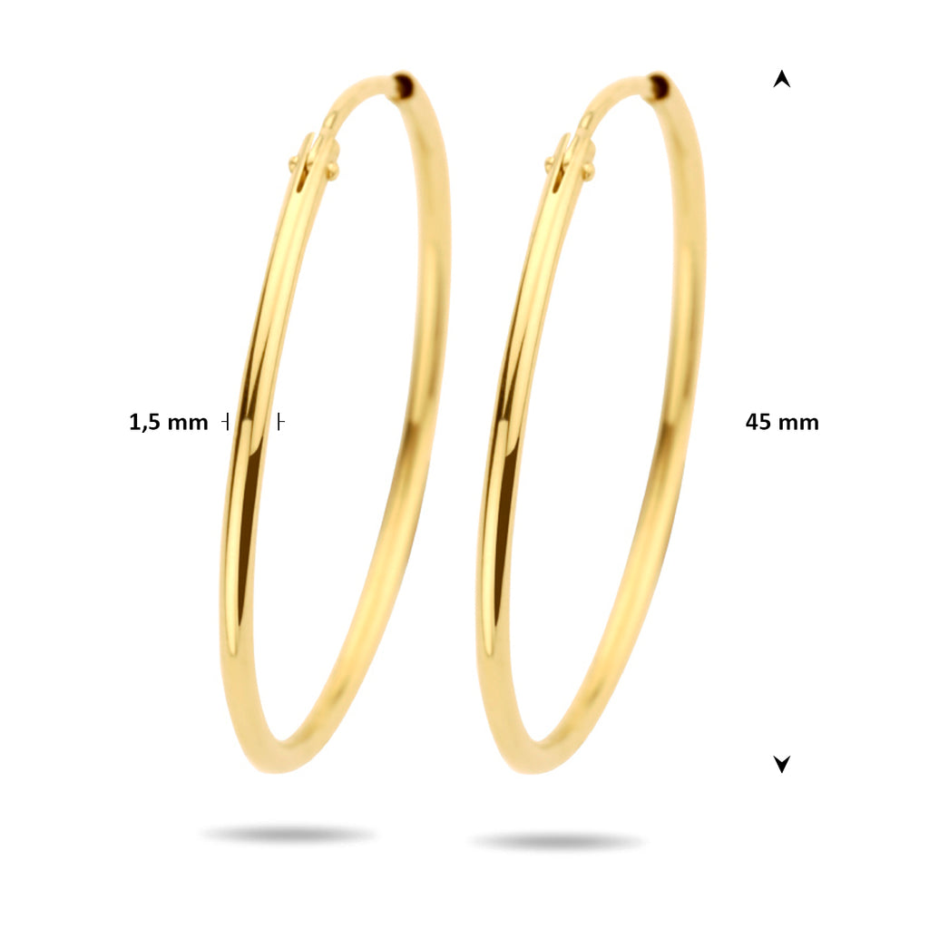 Ohrringe Rundrohr 1,5 mm 1 Mikron Silber vergoldet (gelb)