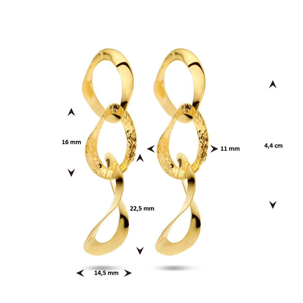 oorhangers ovaaltjes poli/mat 1 micron zilver verguld (geel)