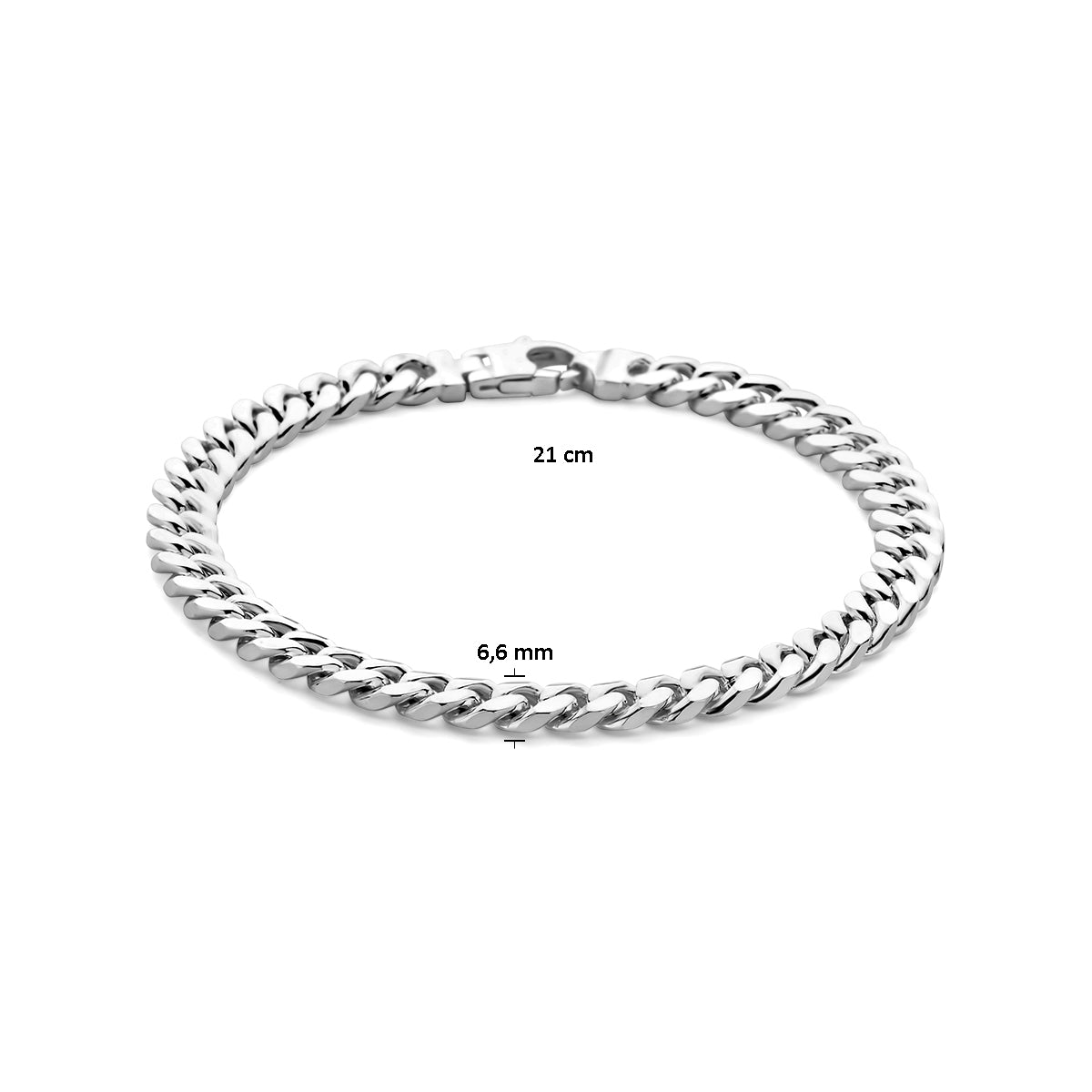 Armband Panzerkette 6-fach geschliffen 6,6 mm 21 cm Silber weiß