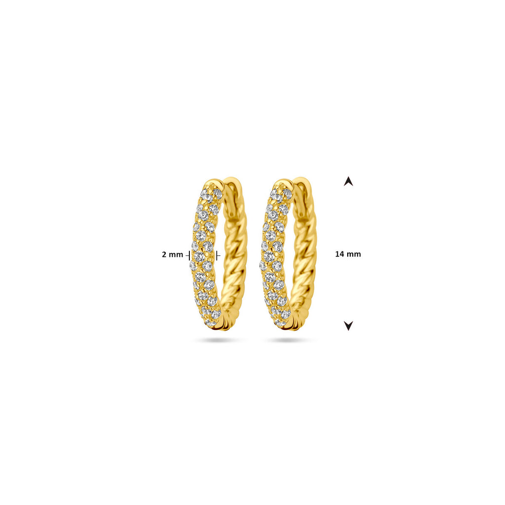 klapoorringen zirkonia 1 micron zilver verguld (geel)