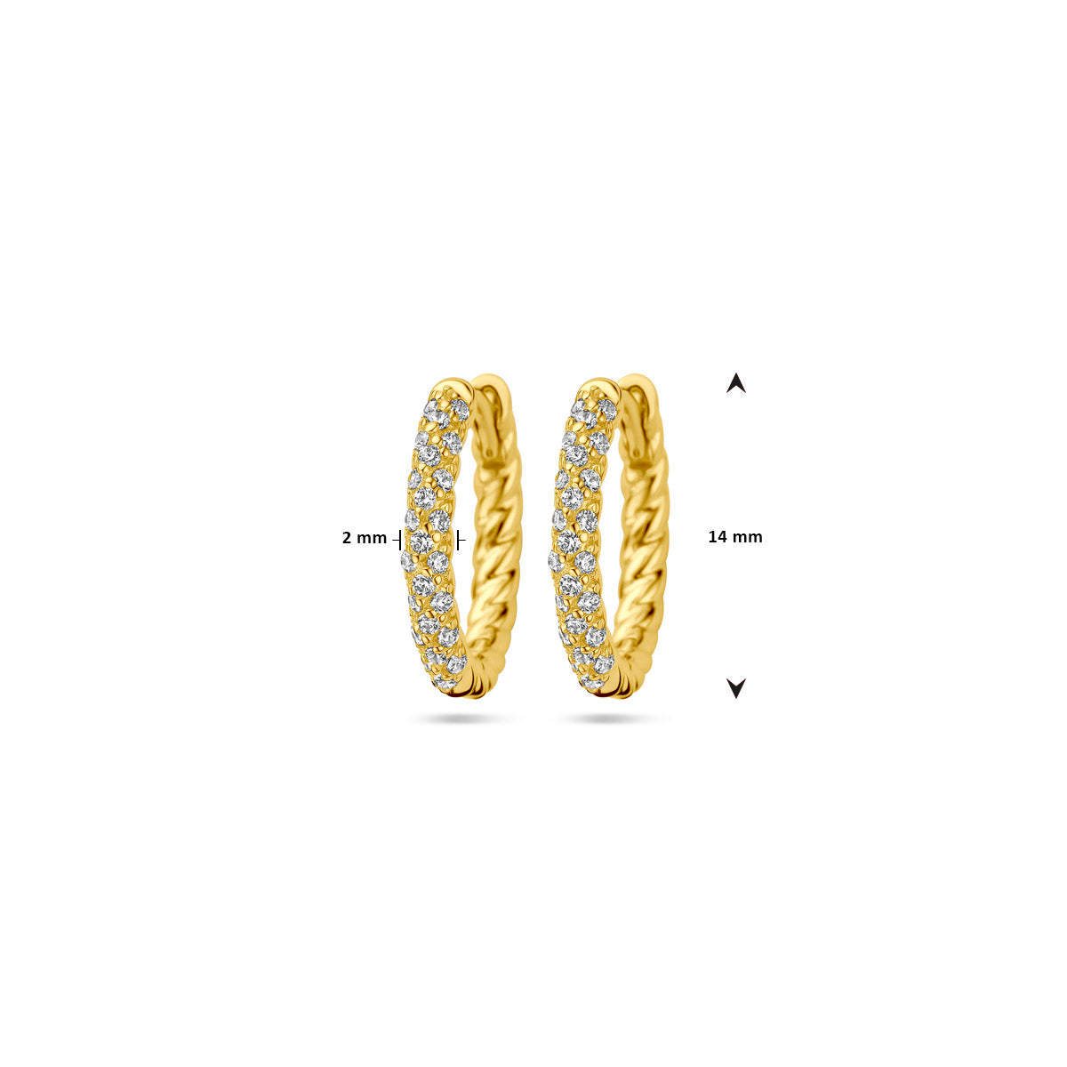 klapoorringen zirkonia 1 micron zilver verguld (geel)
