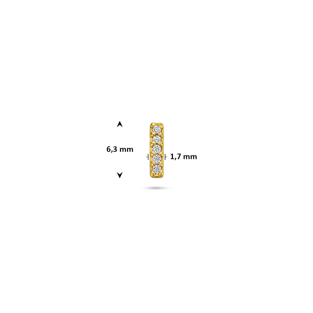 Flat Back Piercing Bar Zirkonia 6,3 mm 1 Micron Silber vergoldet (gelb)