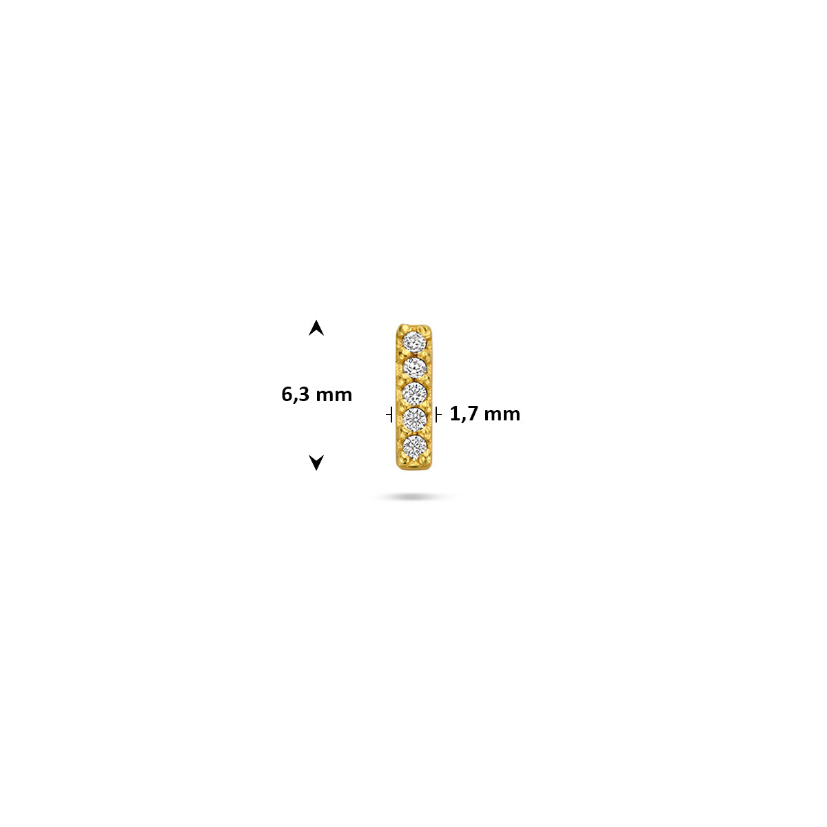 Flat Back Piercing Bar Zirkonia 6,3 mm 1 Micron Silber vergoldet (gelb)