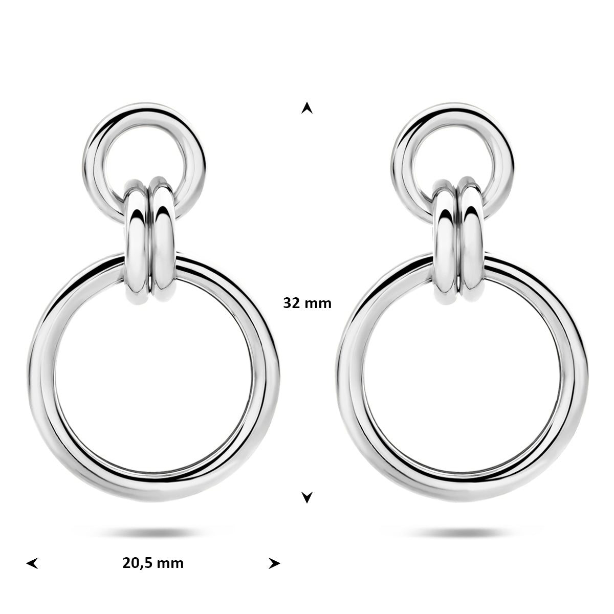 oorhangers 32 mm zilver gerhodineerd - rond