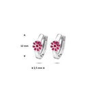 Klappohrringe Blüte Emaille 12 mm Silber rhodiniert
