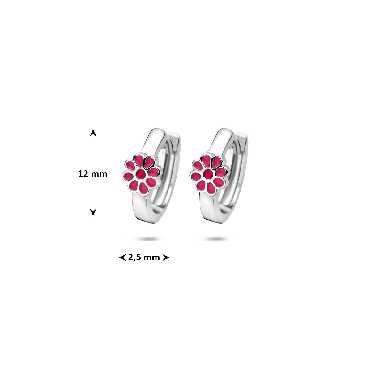 Klappohrringe Blüte Emaille 12 mm Silber rhodiniert
