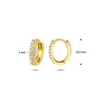 klapoorringen ovaal zirkonia 12 mm 14K geelgoud - ovaal