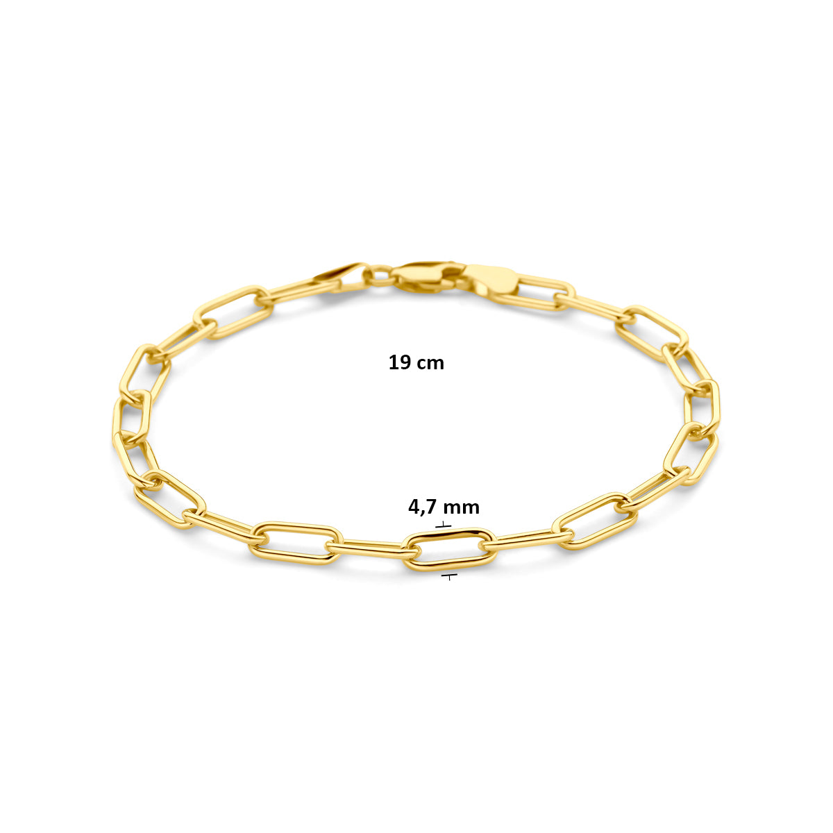 9k armband 4,7 mm 19 cm massief 9K geel/zilverkern