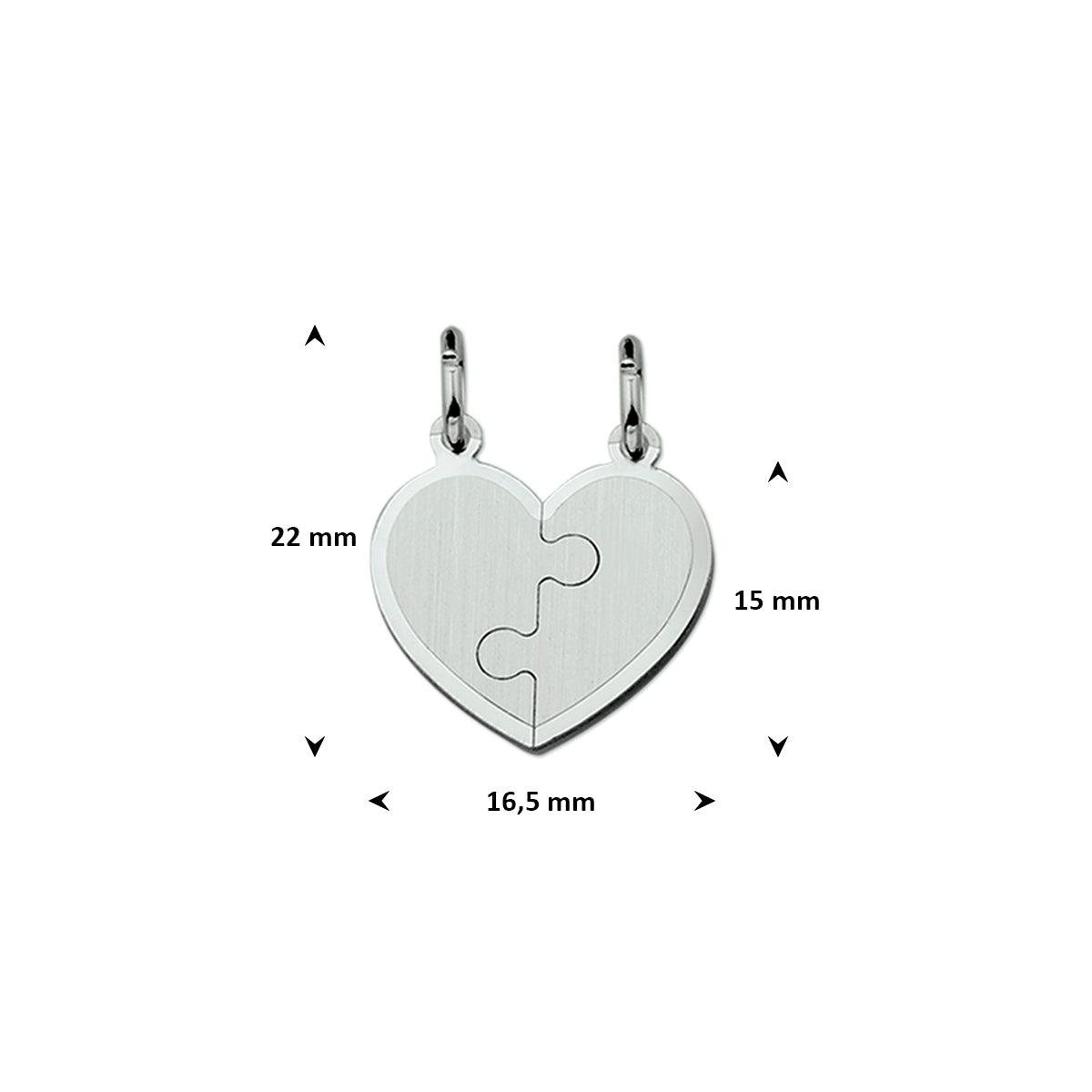 breekhartje puzzel mat 15 mm zilver gerhodineerd