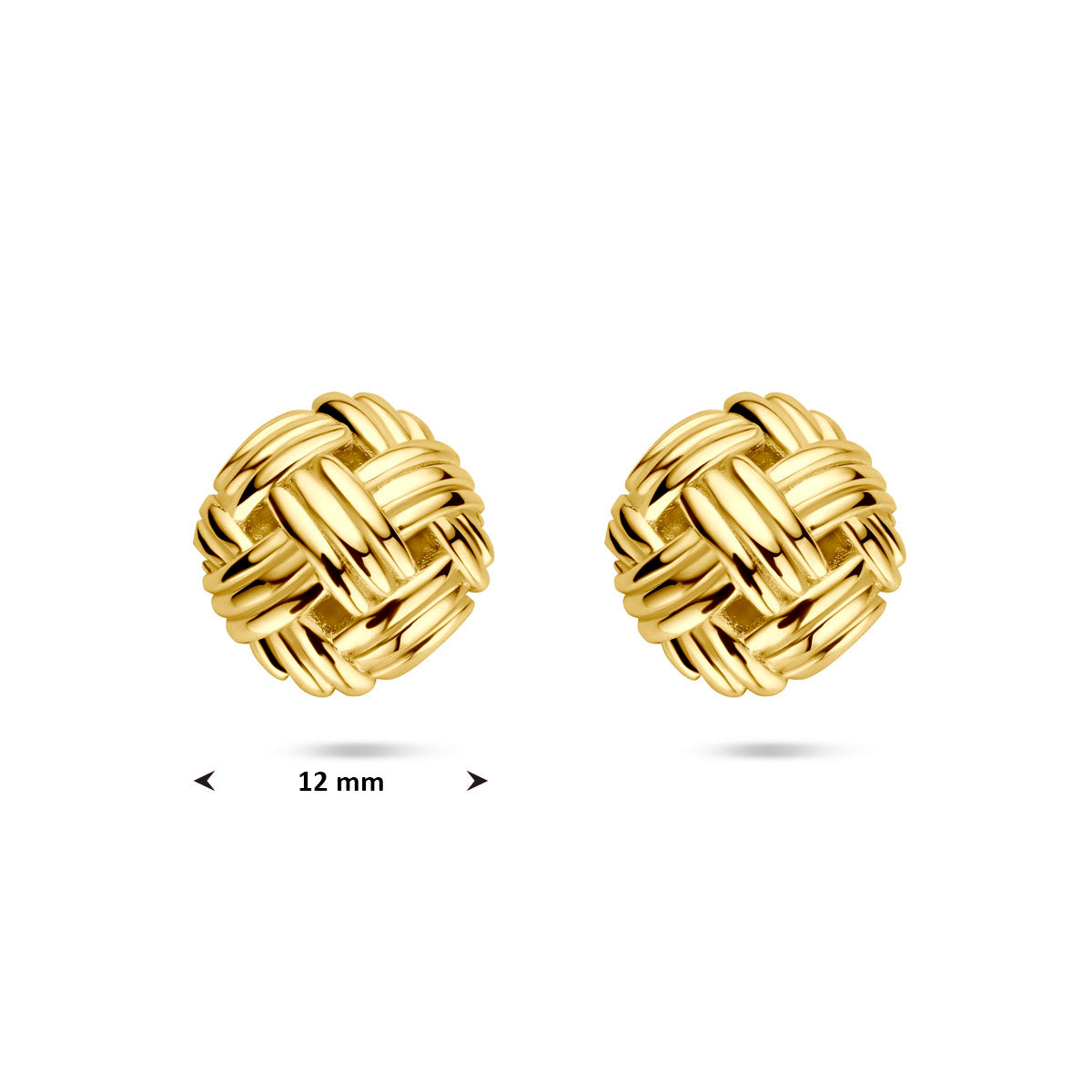 oorknoppen knoop 12 mm 14K geelgoud