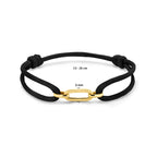 armband satijn zwart 13 - 26 cm 14K goud met rubber/nylon/leer