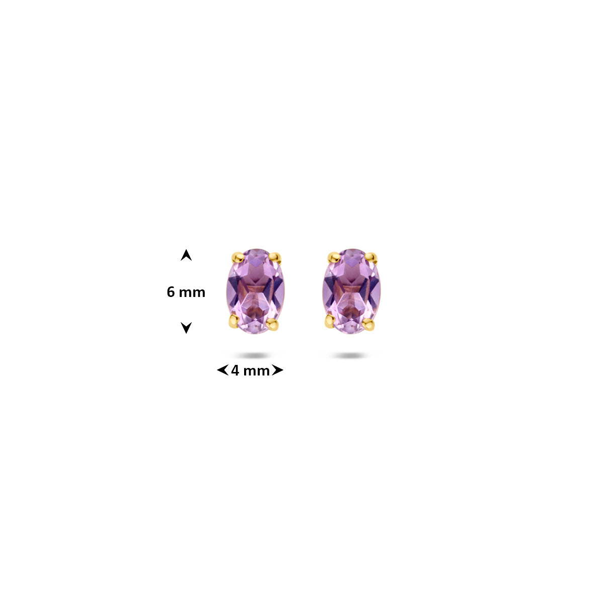 9k oorknoppen amethist 6 mm 9K geel