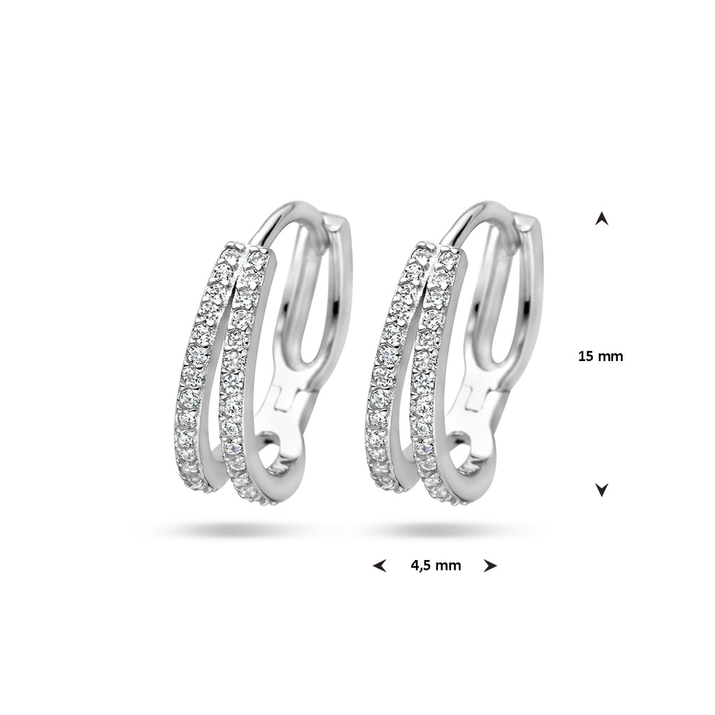 klapoorringen zirkonia zilver gerhodineerd