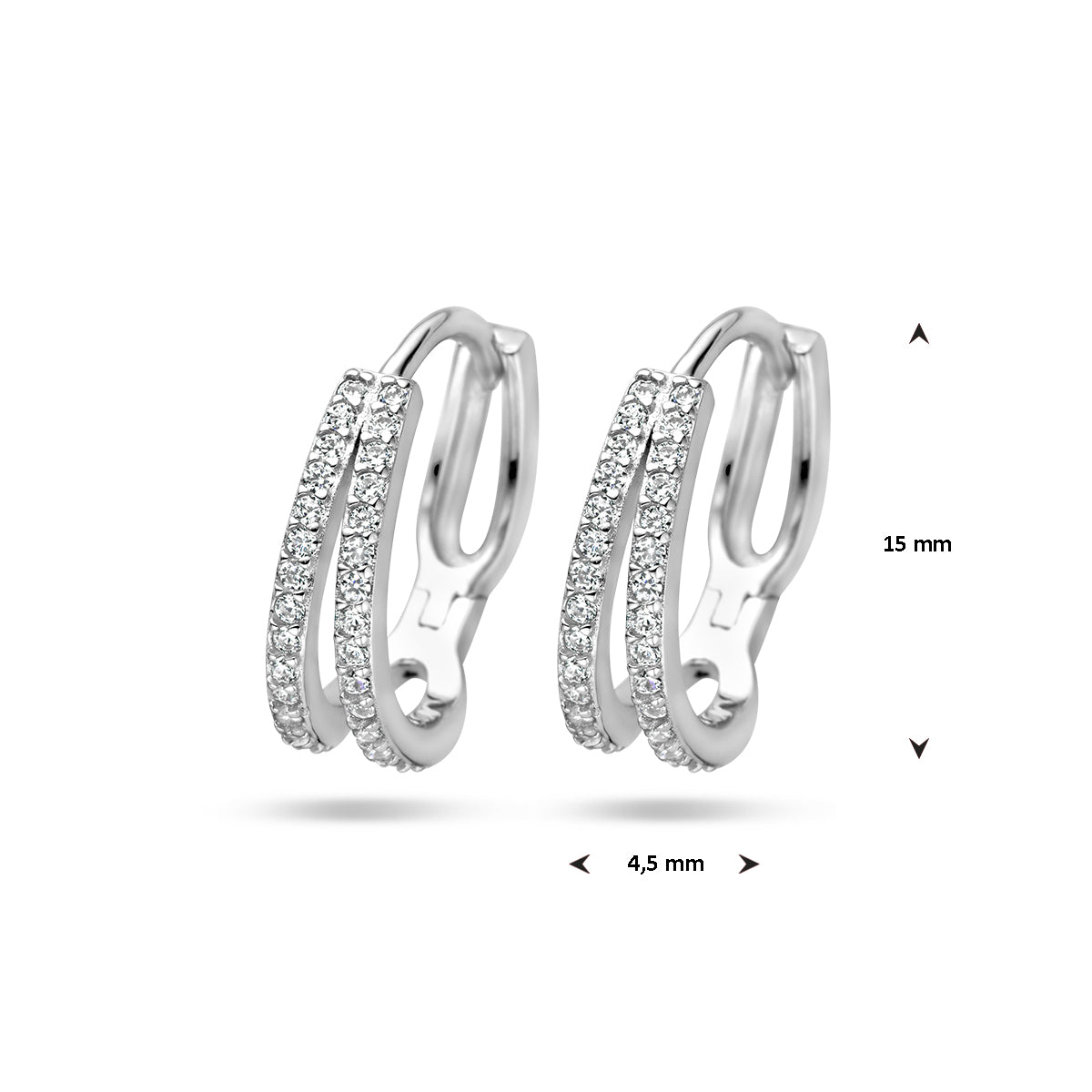 klapoorringen zirkonia zilver gerhodineerd
