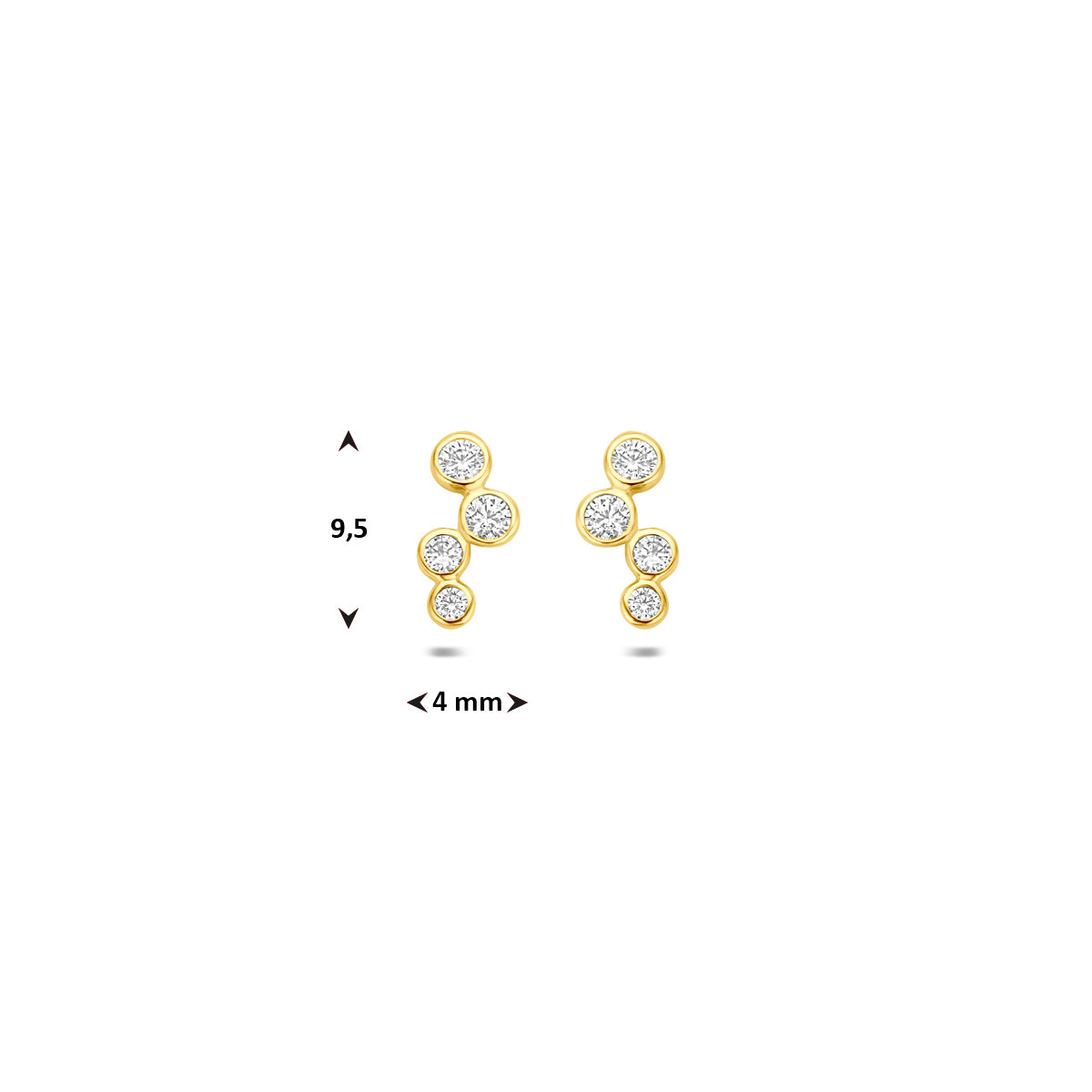 9k Ohrstecker Zirkonia 9,5 mm 9K gelb