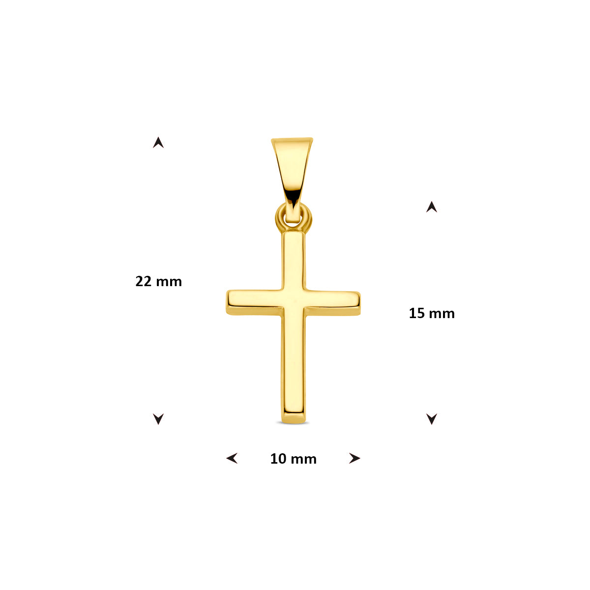 9kt Kreuzanhänger 15 mm 9K gelb