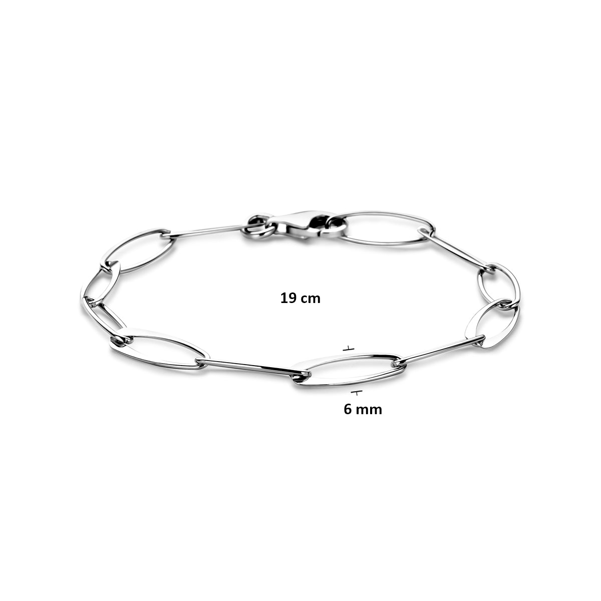 Armband Anker 6 mm 19 cm Silber rhodiniert