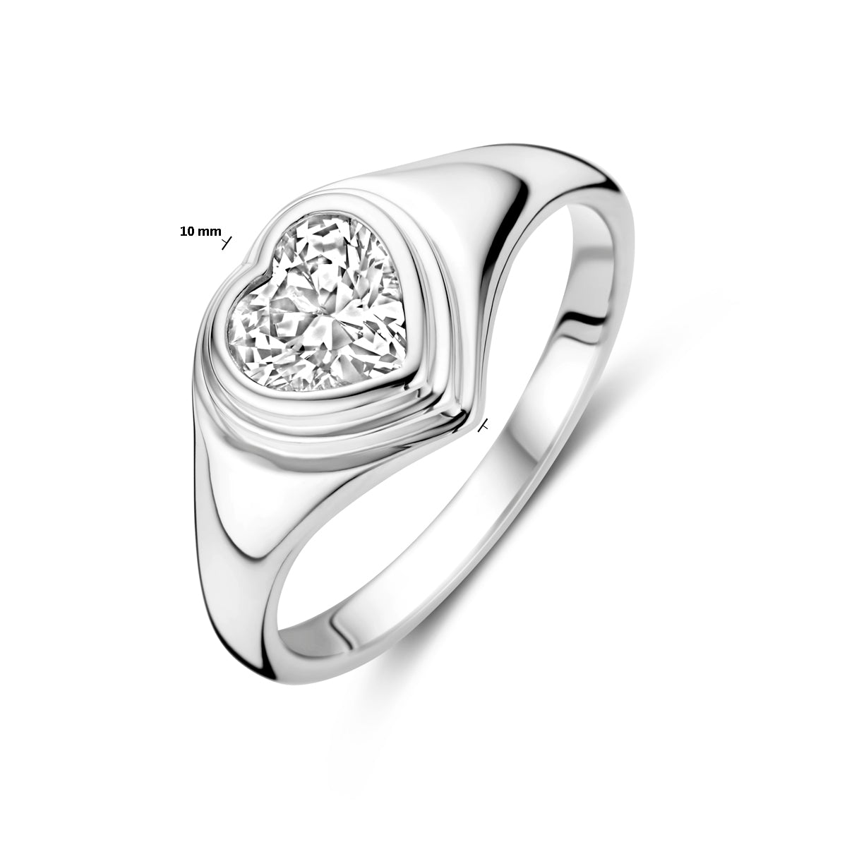 Ring Herz Zirkonia Silber rhodiniert