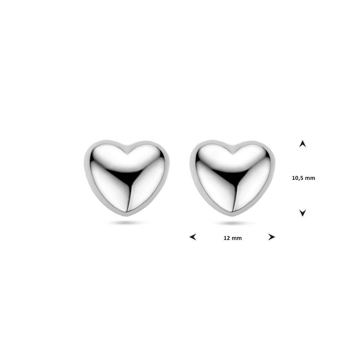 oorknoppen hart zilver gerhodineerd