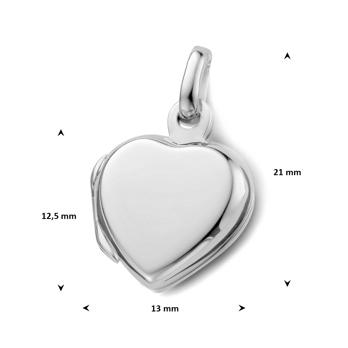medaillon hart 21 mm zilver gerhodineerd