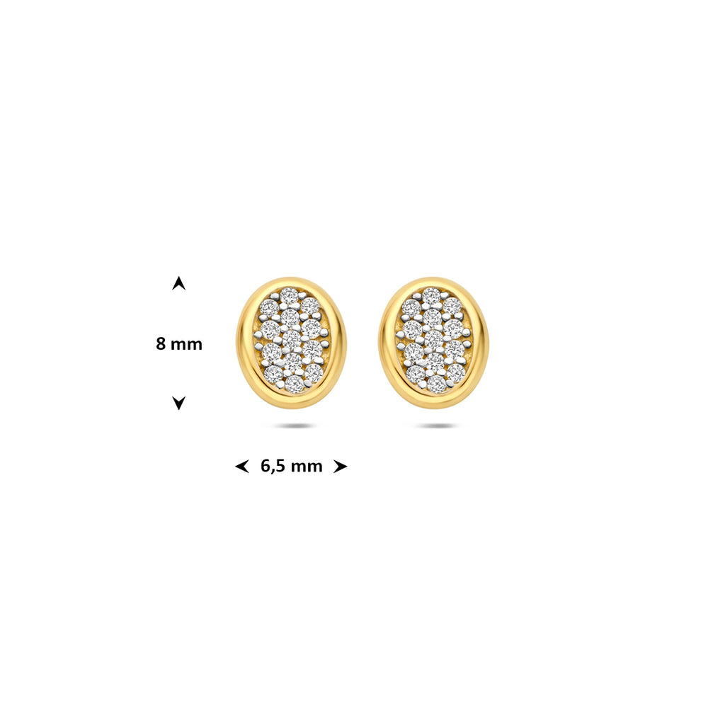 oorknoppen zirkonia 8 mm 14K geelgoud