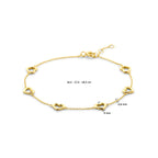 Armband Herzen 16,5 - 17,5 - 18,5 cm 14K Gelbgold