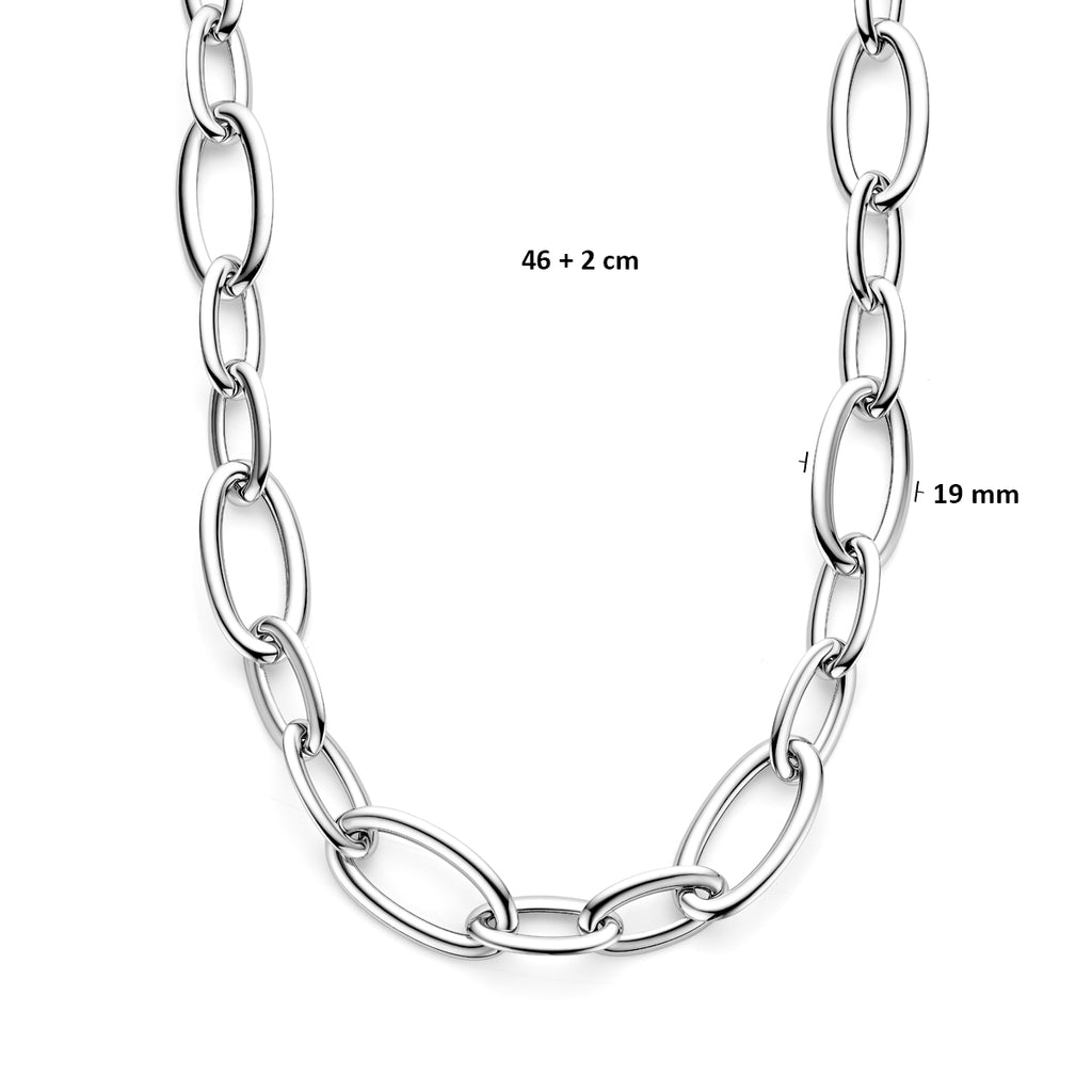 Halskette 19 mm 46 + 2 cm rhodiniertes Silber