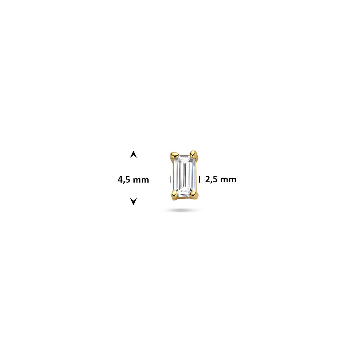 Flat Back Piercing Zirkonia 4,5 mm 1 Mikron Silber vergoldet (gelb)