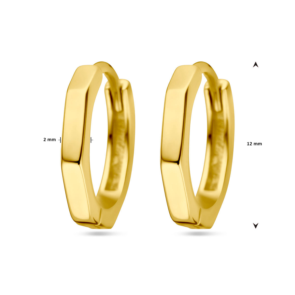 klapoorringen 1 micron zilver verguld (geel)