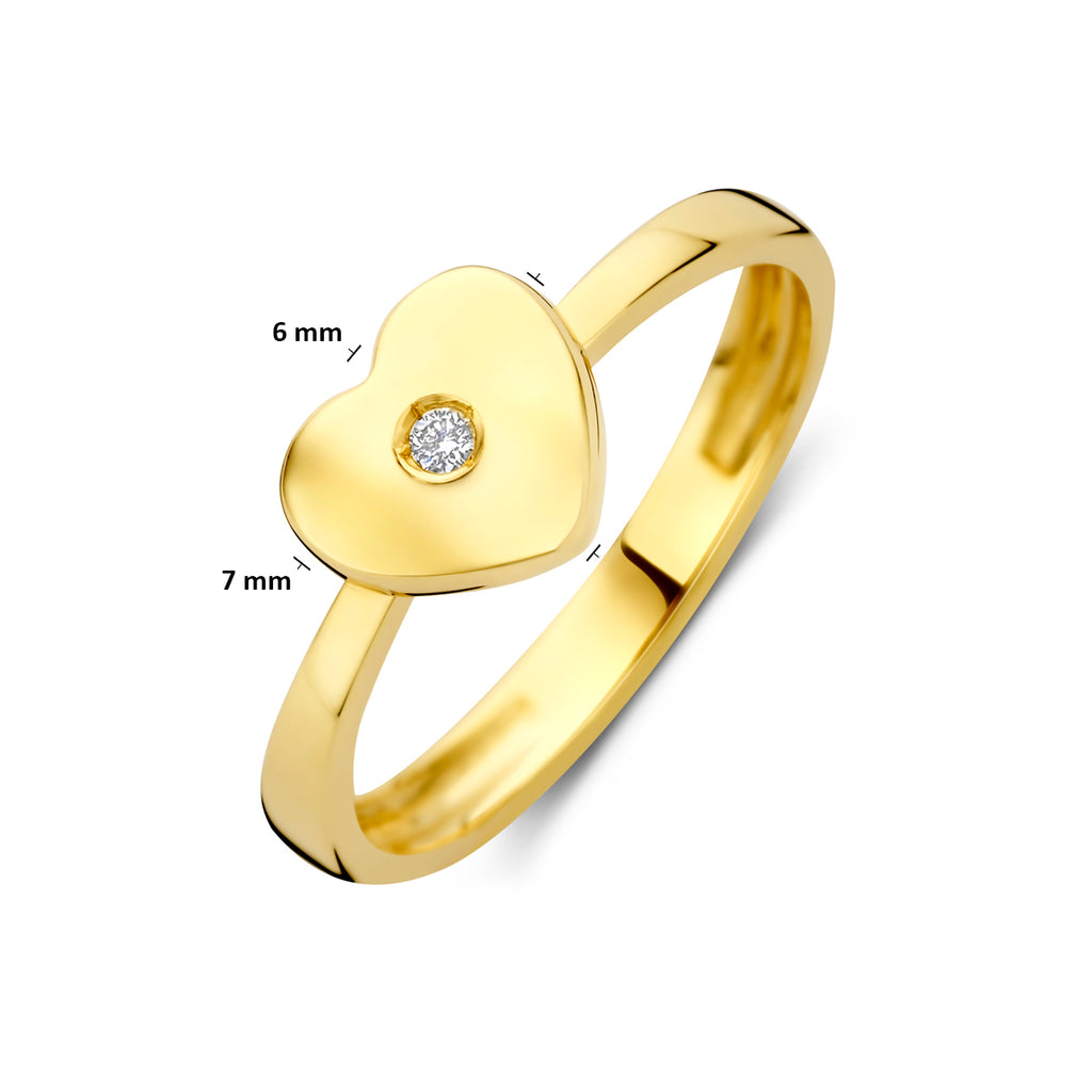 Ring Herz Lab-grown Diamant 0.01ct G VS 14K Gelbgold