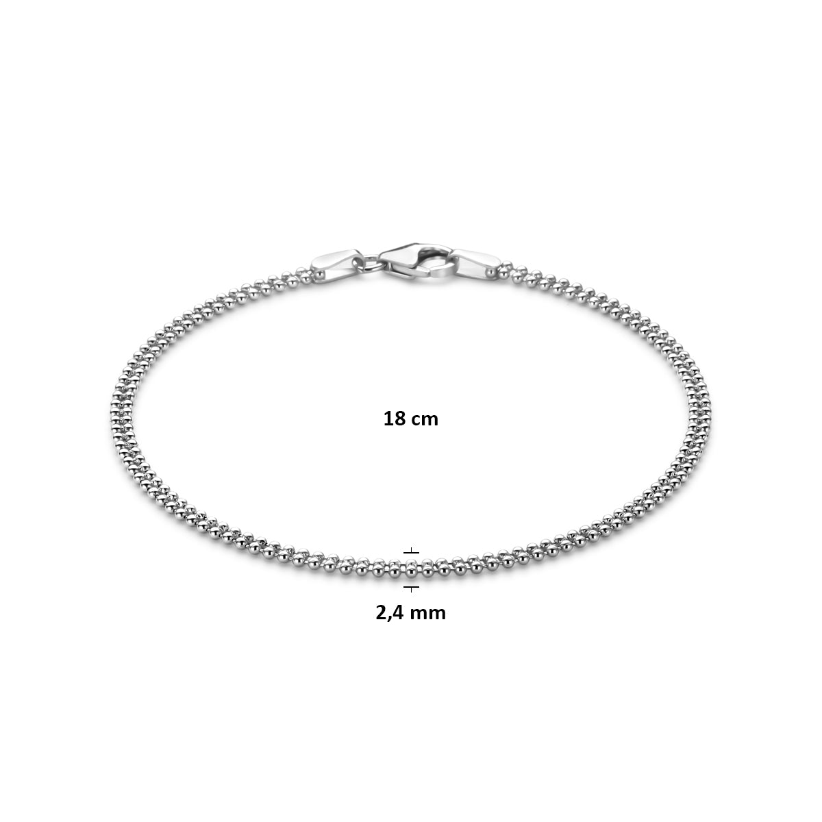 Armband Kügelchen 2,4 mm 18 cm Silber rhodiniert