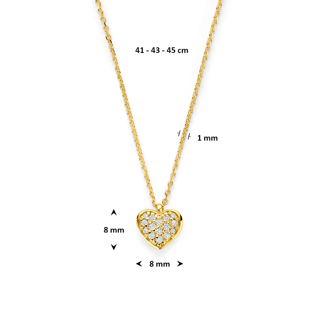 collier hartje diamant 0.11ct h si 41 - 43 - 45 cm 14K geelgoud