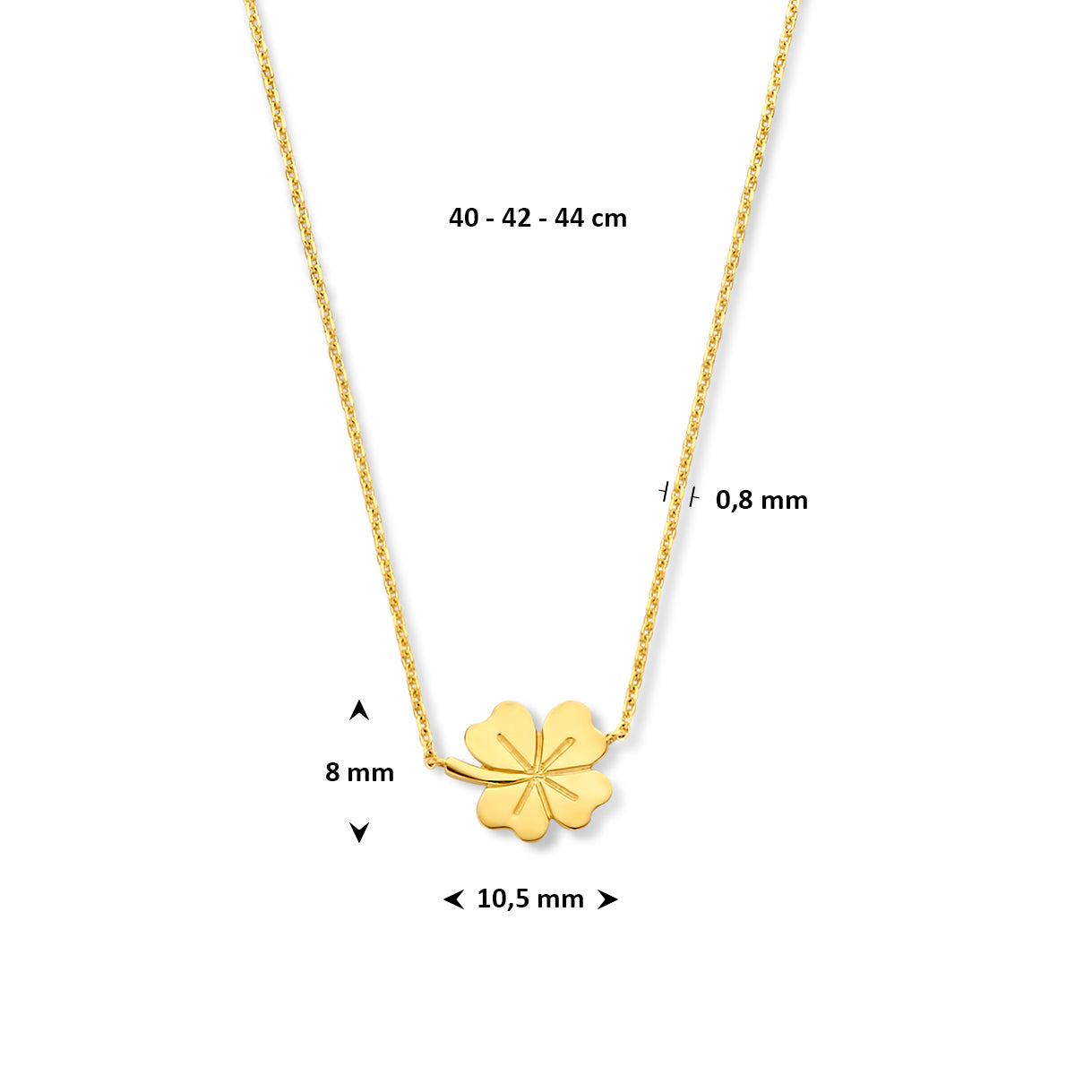 Halskette Kleeblatt 40 - 42 - 44 cm 14K Gelbgold