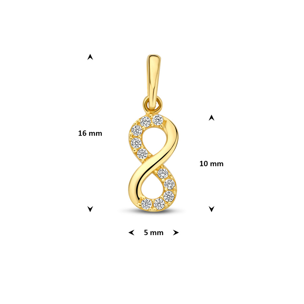 hanger infinity zirkonia 10 mm 14K geelgoud