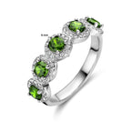 ring groen en wit zirkonia halo zilver gerhodineerd