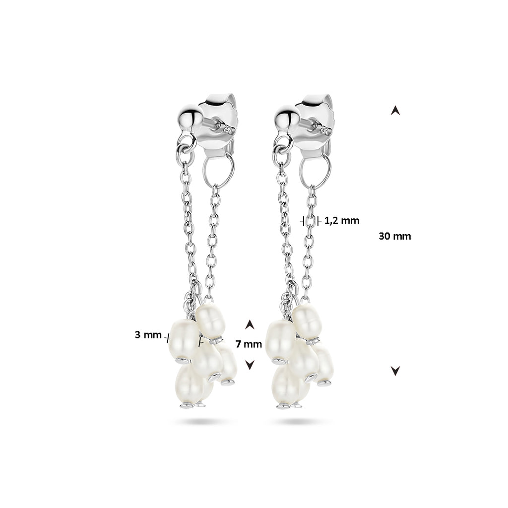 oorhangers parels zilver gerhodineerd