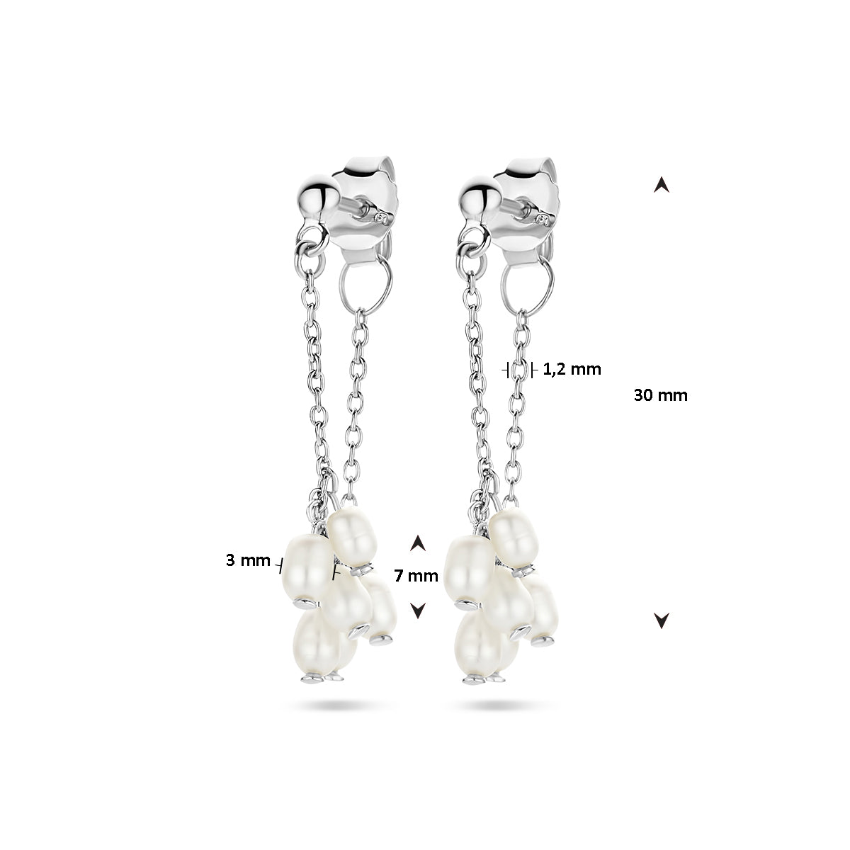 oorhangers parels zilver gerhodineerd