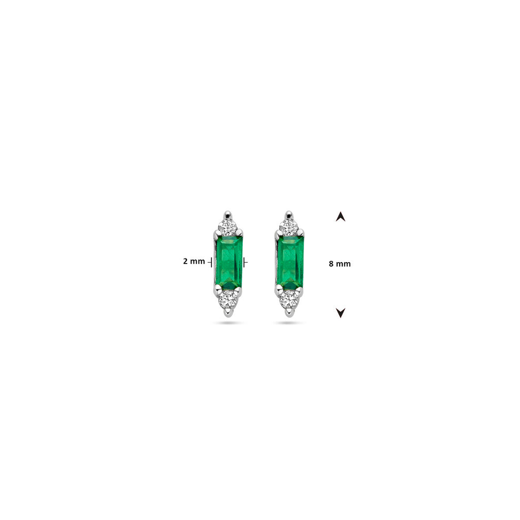 oorknoppen groen zirkonia zilver gerhodineerd