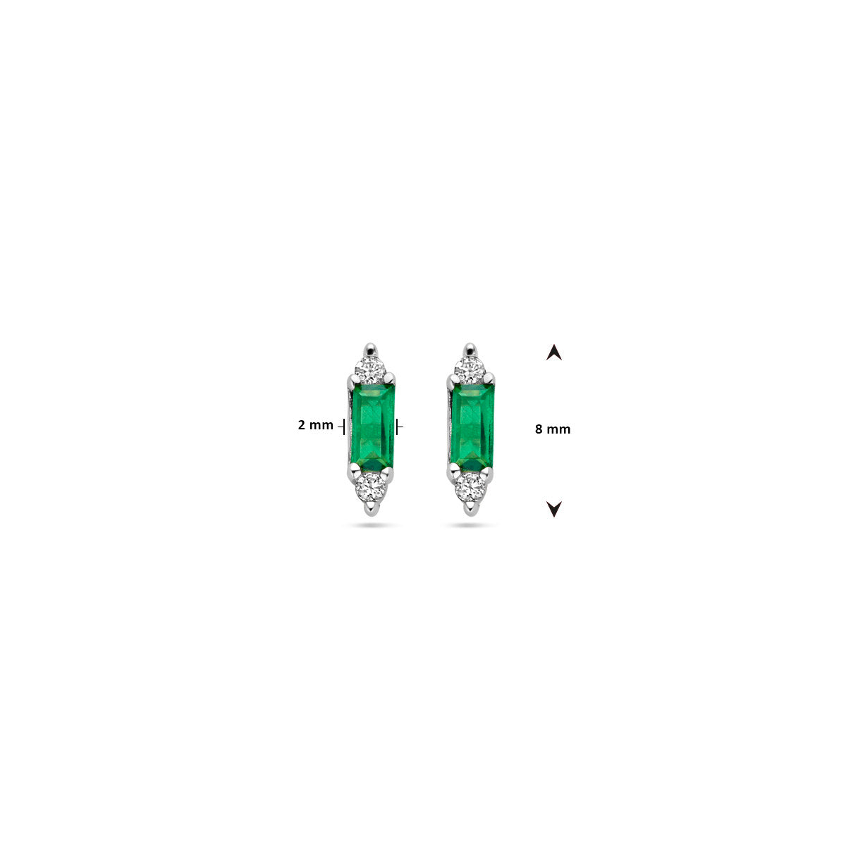 oorknoppen groen zirkonia zilver gerhodineerd