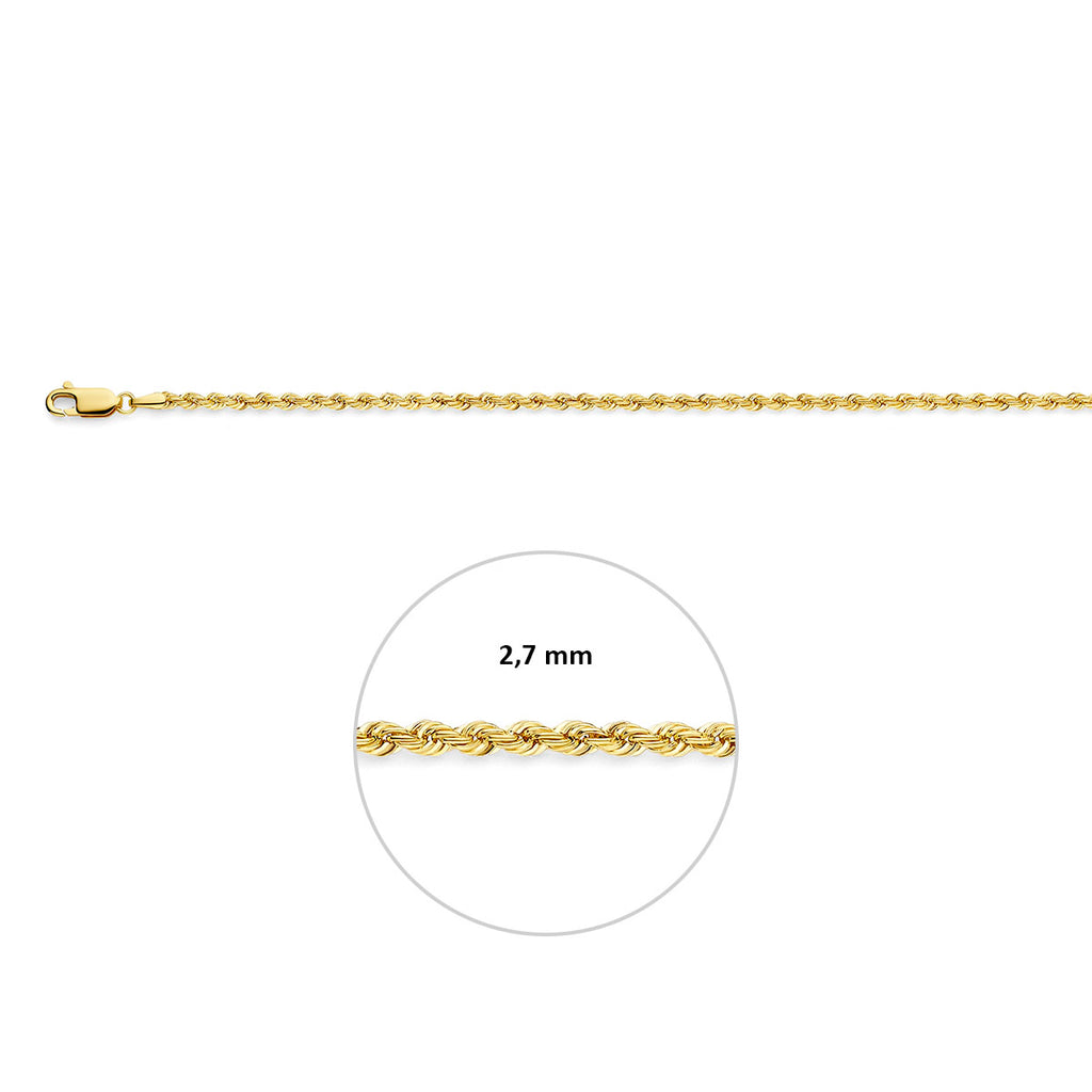 enkelbandje koord 2,7 mm 24 cm 14K geelgoud