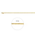 enkelbandje koord 2,7 mm 24 cm 14K geelgoud