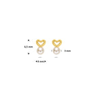 9k oorknoppen hartje en parel 6,5 mm 9K geel