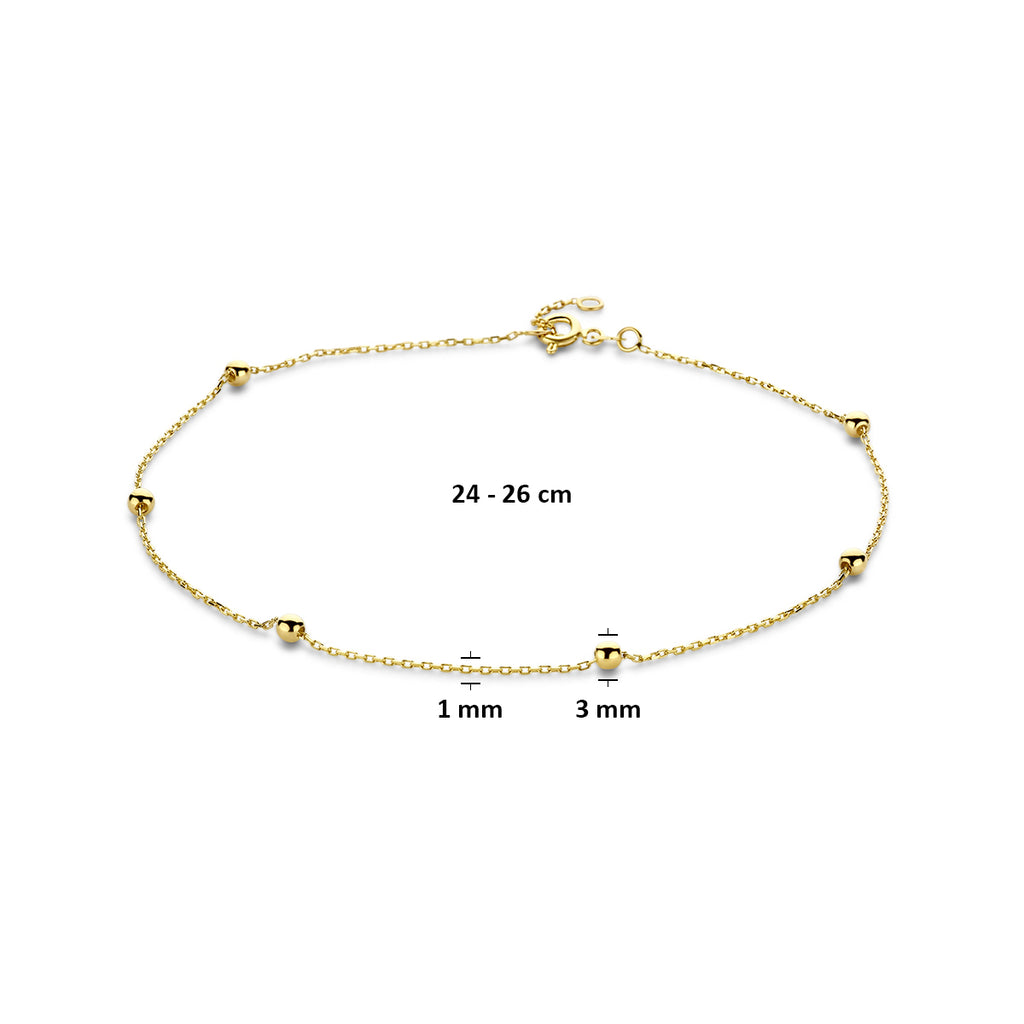 Fußkettchen Kugeln 1,0 mm 14K Gelbgold