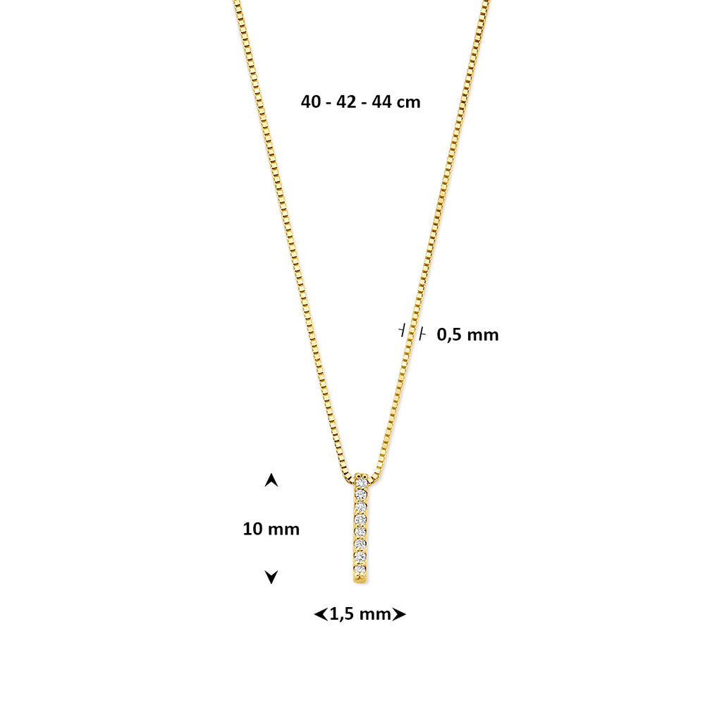 collier lab grown diamant 0.04ct g vs 40 - 42 - 44 cm 14K geelgoud