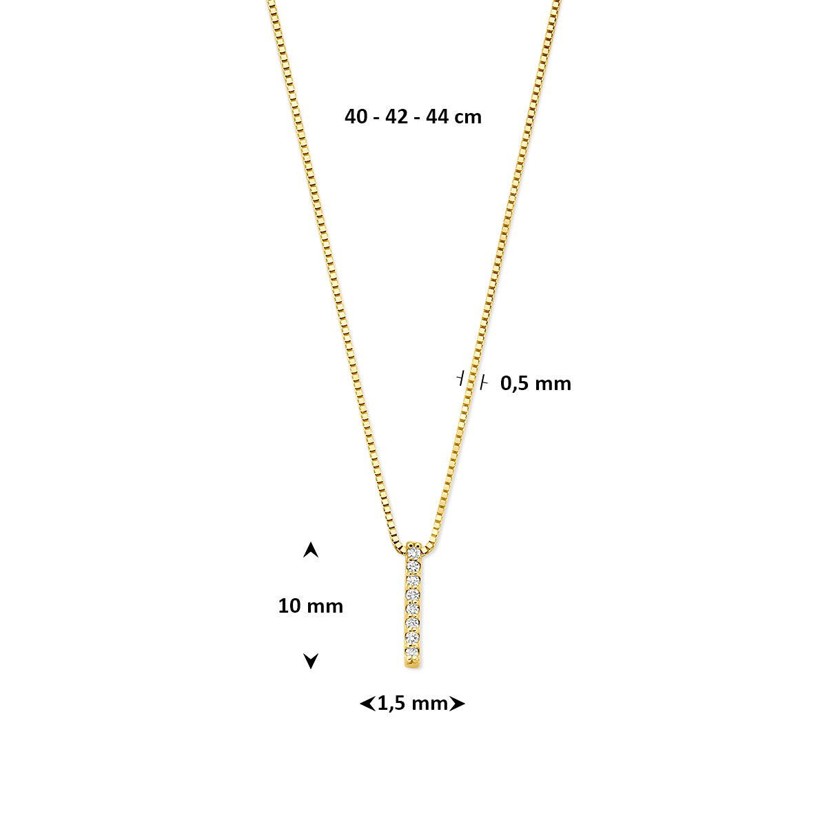 collier lab grown diamant 0.04ct g vs 40 - 42 - 44 cm 14K geelgoud