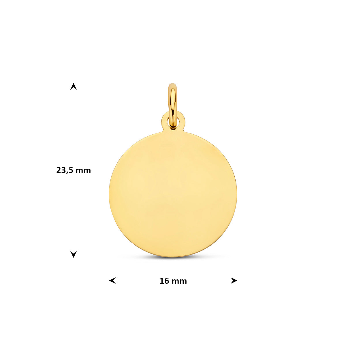 9k graveerhanger 16 mm 9K geel - rond